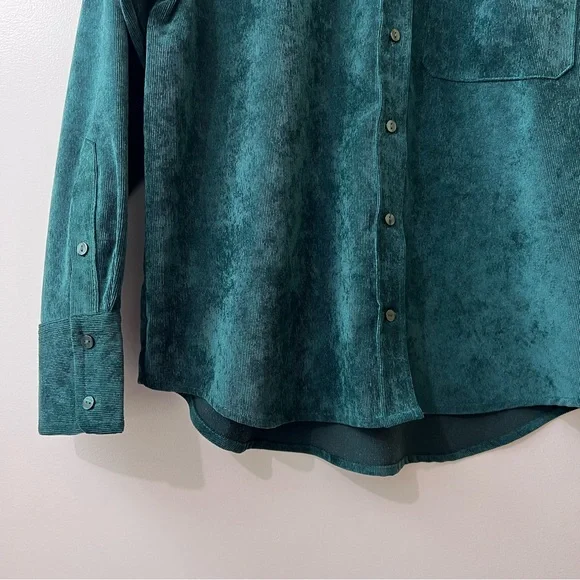 Zara Emerald Green Corduroy Button Front Shirt - Picture 4 of 7
